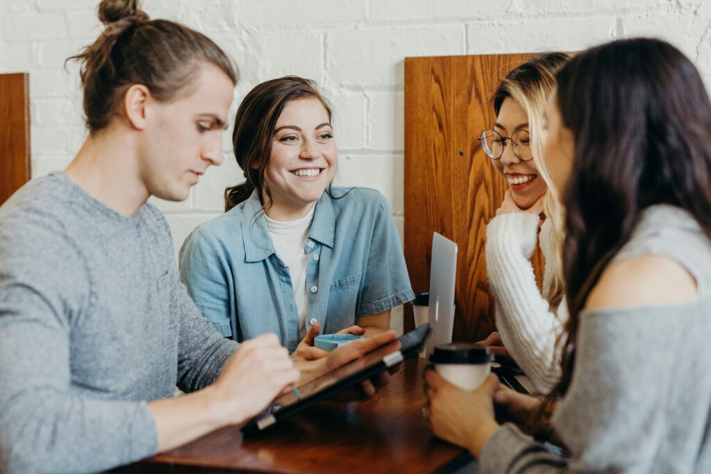 Students discussing their student life plans